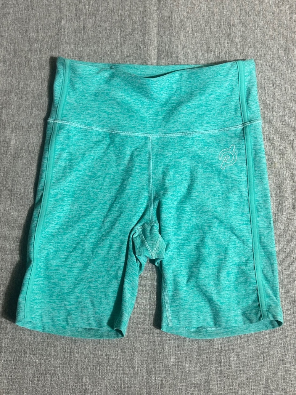 Peloton High-Rise Heathered Teal Green 7" Bike Shorts - Size Small